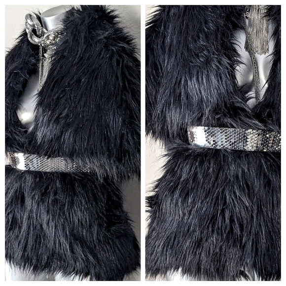 "Marc Bouwer" Vegan Fur Fuzzy Soft "Mob Wife" Classic Glam Chic Jacket - Picture 2 of 11